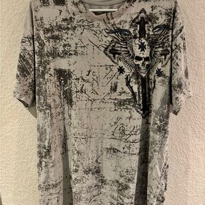 Extreme couture Skull T-Shirt - Gray